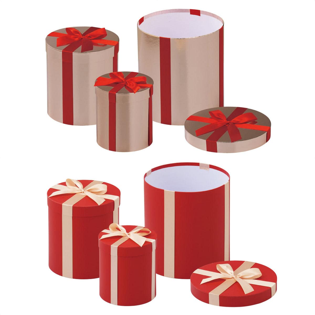 3個 プレゼントボックスセット(ラウンド) 装飾用 ゴールド