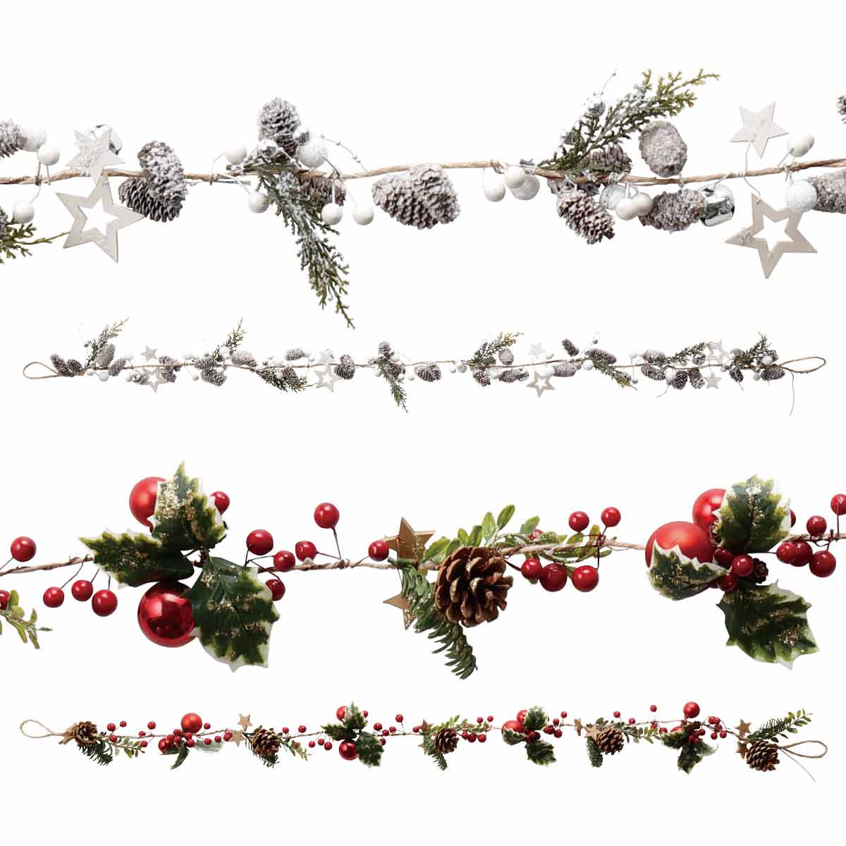 LEDライト付きナチュラル クリスマスガーランド ホワイト