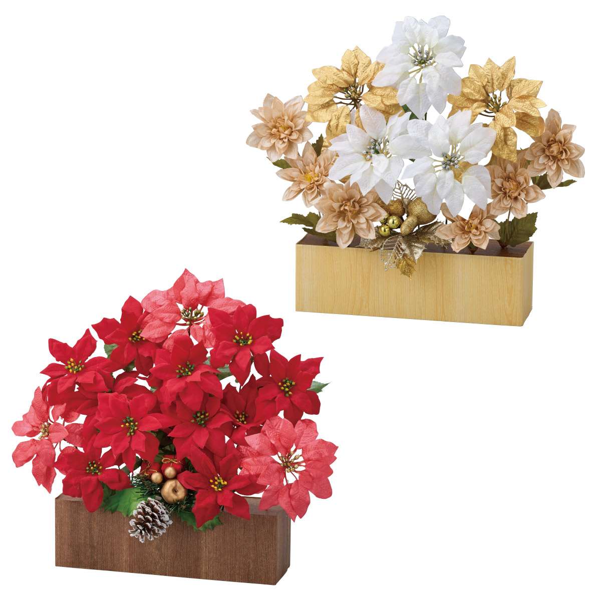 ポインセチア造花プランター レッド