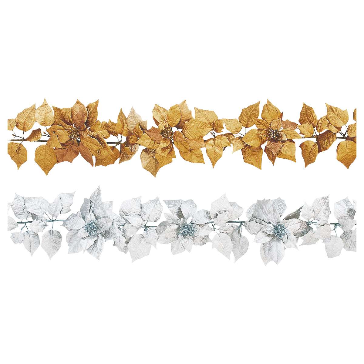 メタリックポインセチア造花ガーランド ゴールド