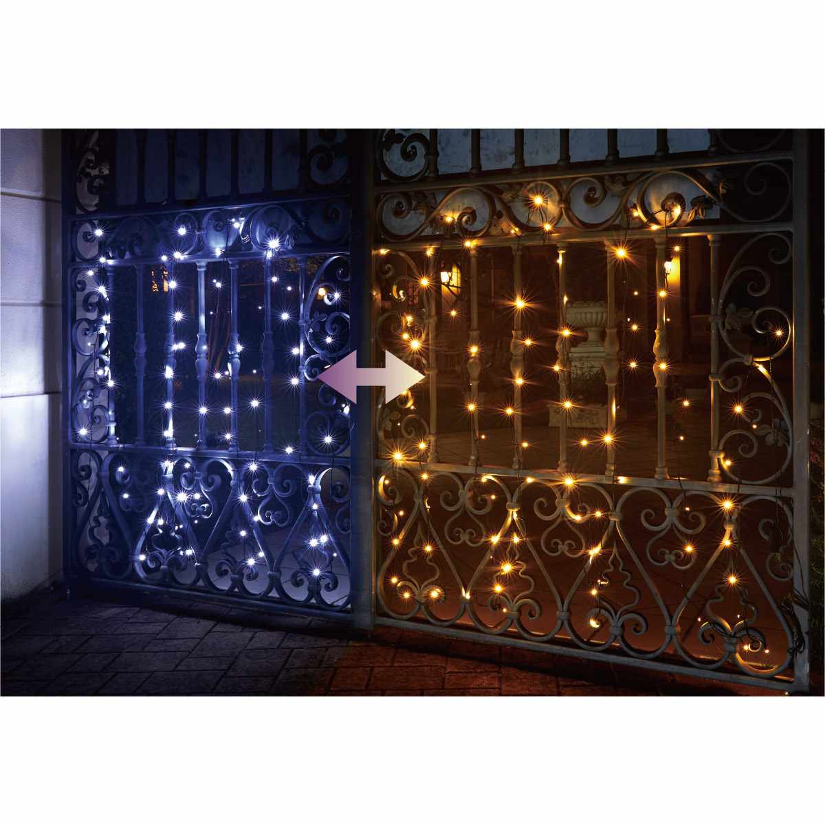 クリスマスイルミネーションストレート100球×5箱(ゴールド&ホワイトゴールド) イルミネーション 屋外用 LED ストレート 100球 ゴールド PSE