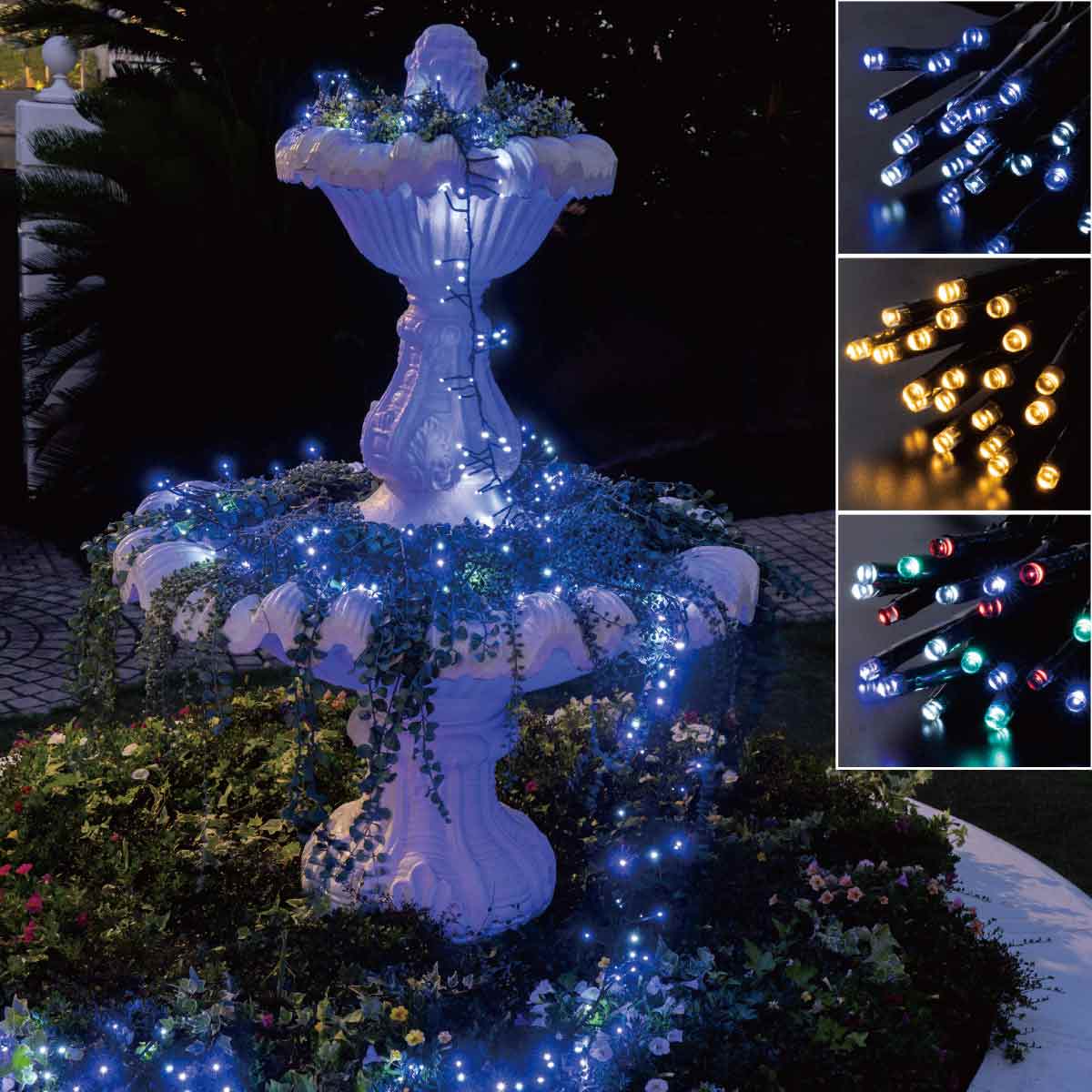 LED300球イルミネーションストレートライト ホワイトブルー