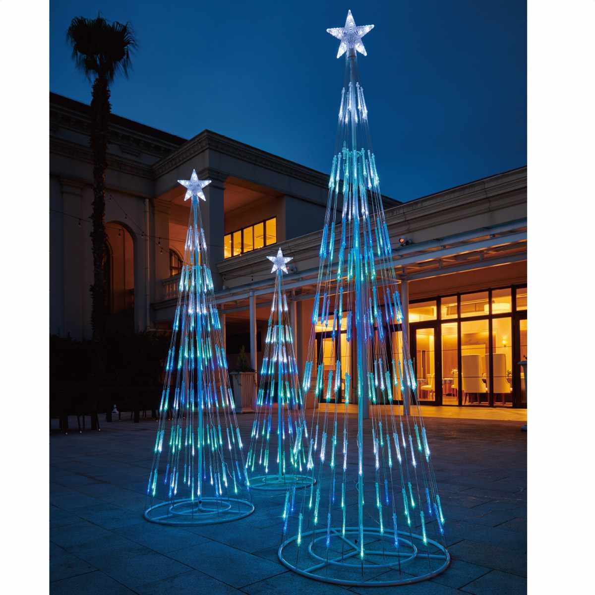 LEDシャイニングタワーライト クリスマスツリー アイスブルー  高さ180cm