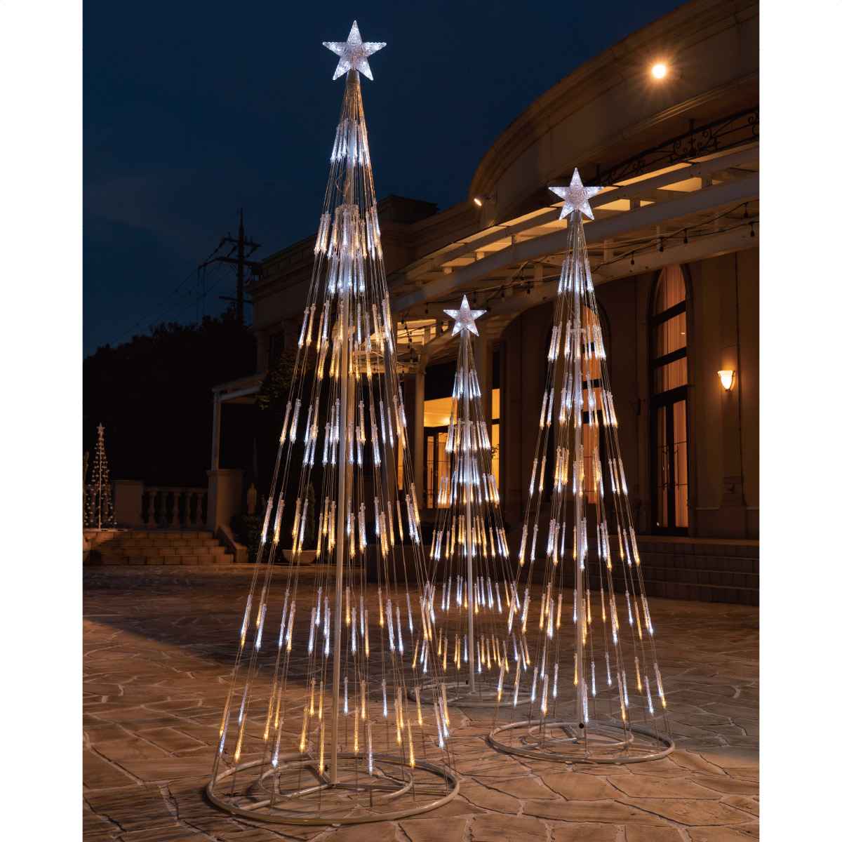 LEDシャイニングタワーライト クリスマスツリー ホワイトゴールド 高さ180cm