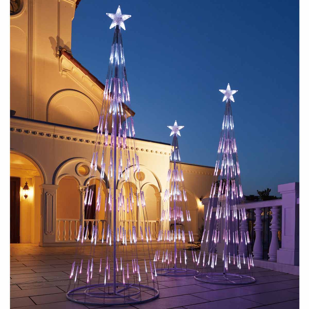 イルミネーション額 LEDシャイニングタワーライト クリスマスツリー ピンク