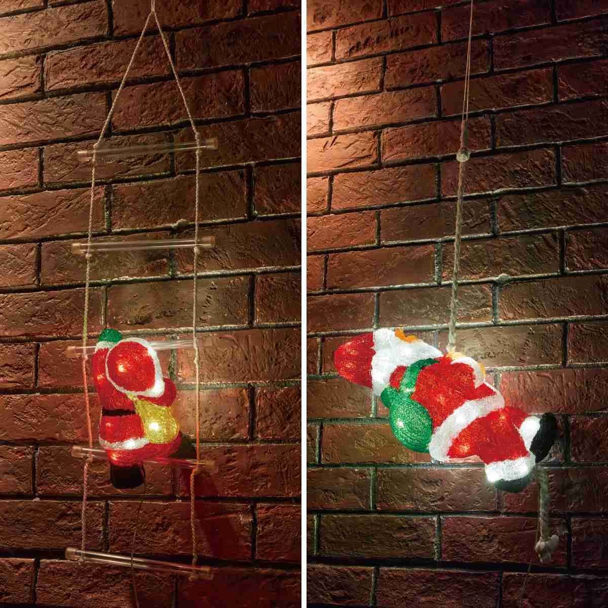 LEDクリスタルモチーフライト サンタ はしごサンタ