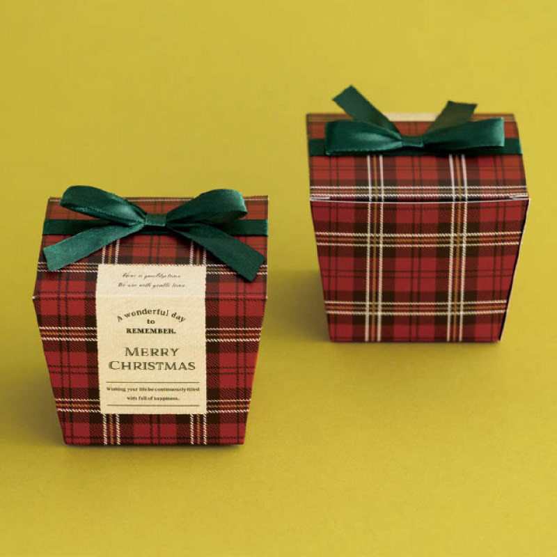 【20枚】クリスマスリボン付キューブボックス