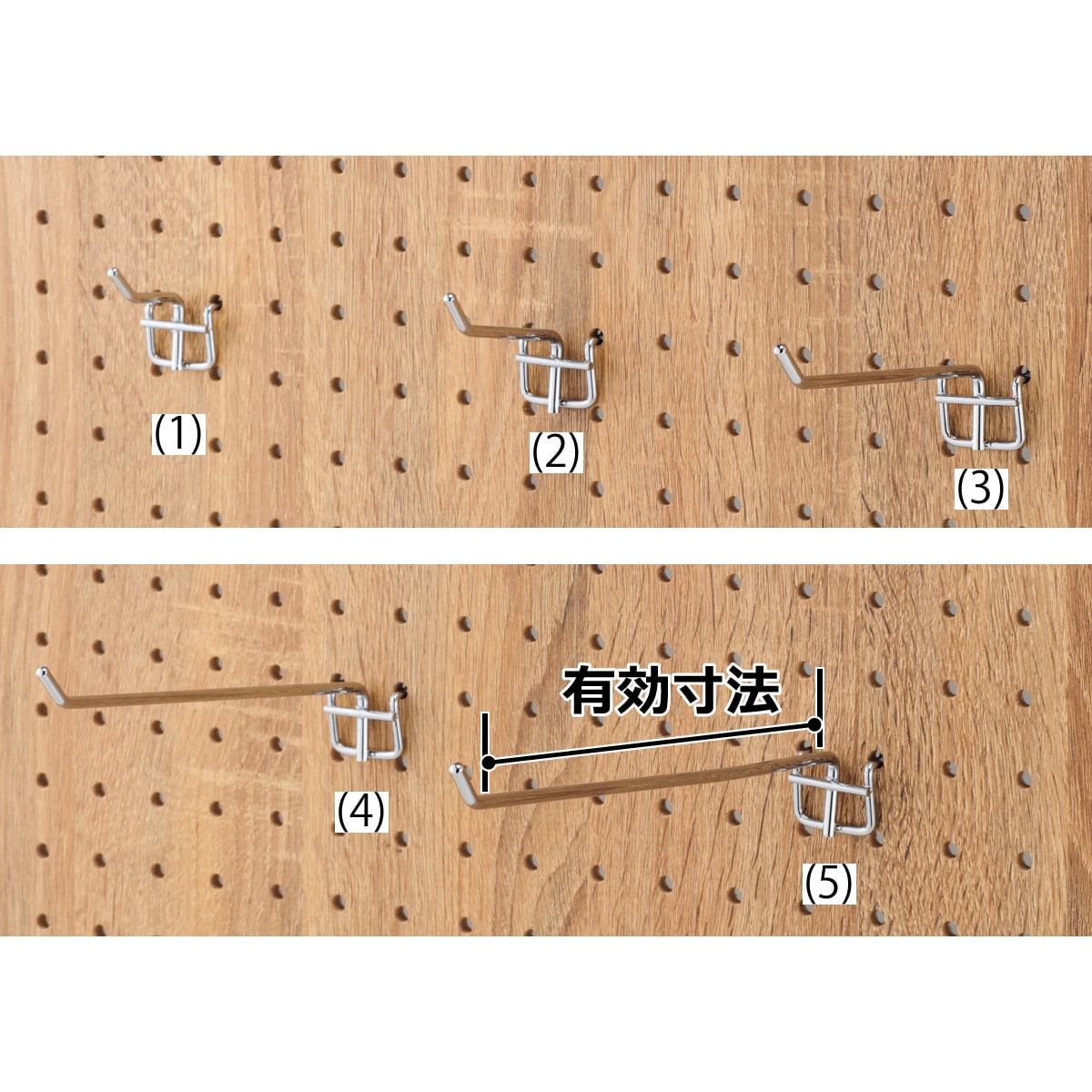10本 有孔パネル用フック 直径4mm クローム ストエキオリジナル L2cm 通販 ストア エキスプレス