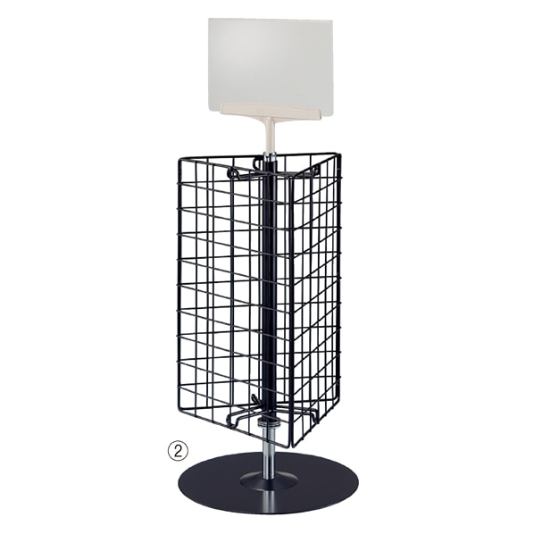 卓上三角回転ネットディスプレイ(ポップ立て付き)〔ストエキオリジナル〕 ホワイト