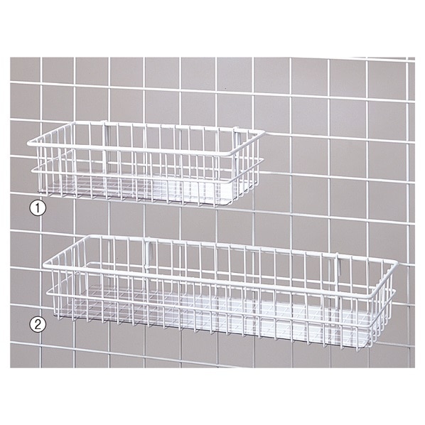 ディスプレイネット用小物カゴ 白 シート付き〔ストエキオリジナル〕 幅27cm