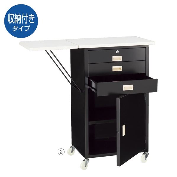 スチール製作業台 収納付きタイプ 錠付き〔ストエキオリジナル〕 黒