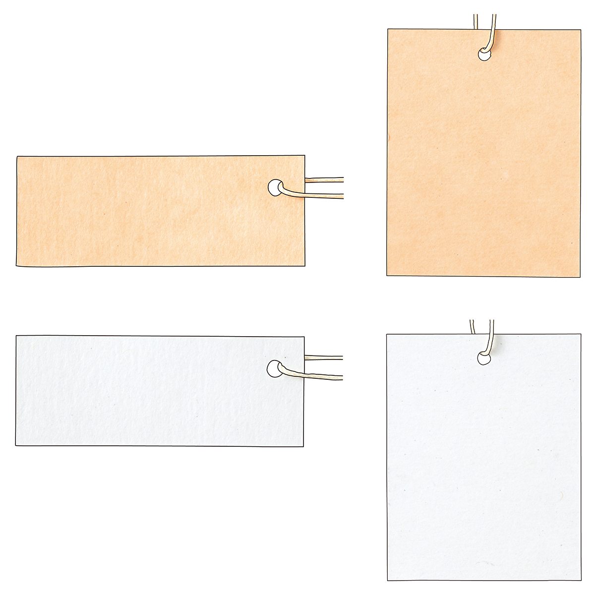 【500枚】パック再生紙さげ札(生成糸付き) 4.7×1.8cm クリーム