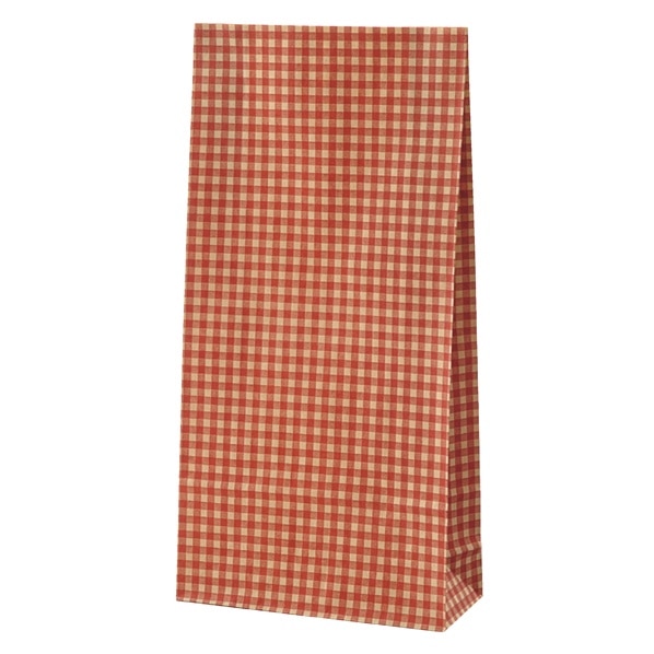 HEIKO 紙袋 ファンシーバッグ ギンガムチェック レッド 角底袋 幅12×奥行6.5×高さ22cm