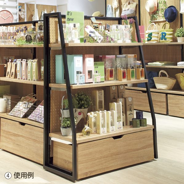 浅型収納トロッコ 奥行37cmタイプ 幅90cm用〔ストエキオリジナル〕 エクリュ