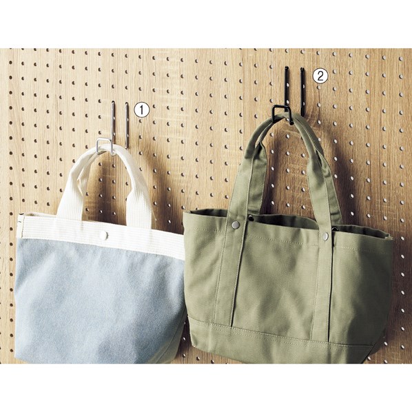 【5本】Jフック 有孔ボード用バッグフック(直径4mm)〔ストエキオリジナル〕 ブラック