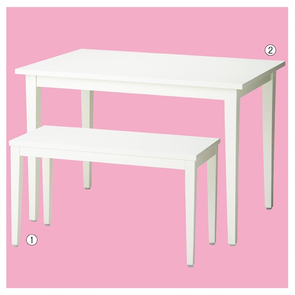 木製テーブル テーパー脚 ホワイト〔ストエキオリジナル〕 幅98×奥行45×高さ55cm