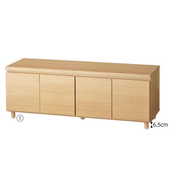 収納ボックス 丸棒脚 ロータイプ 幅120cm用〔ストエキオリジナル〕 エクリュ