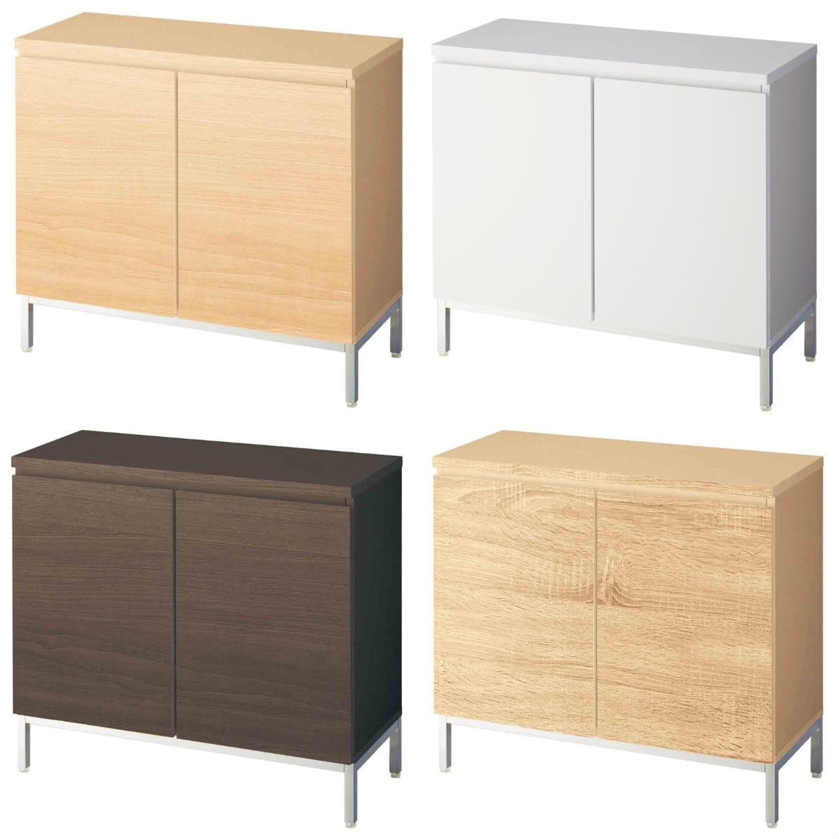 木製収納ボックス 幅90cm用 クロームメッキ ハイタイプ〔ストエキオリジナル〕 エクリュ