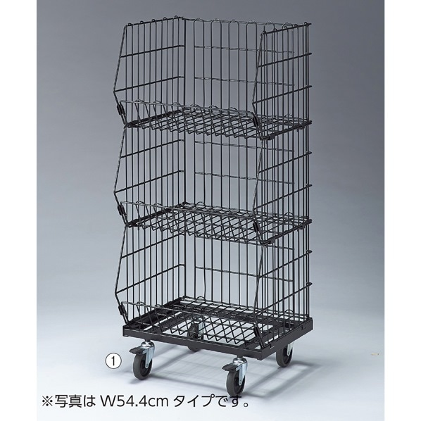 高機能型ジャンブルバスケット(直径7.5cmキャスター付き) 幅38.4cm ブラック〔ストエキオリジナル〕 3段