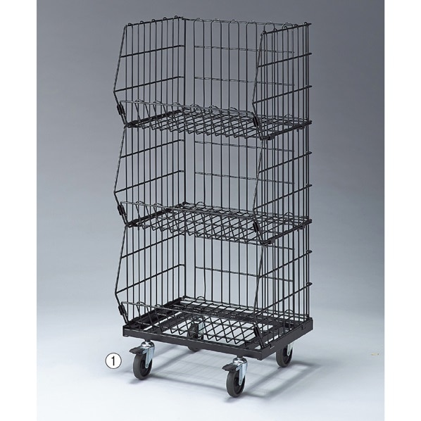 高機能型ジャンブルバスケット(直径7.5cmキャスター付き) 幅54.4cm ブラック〔ストエキオリジナル〕 3段