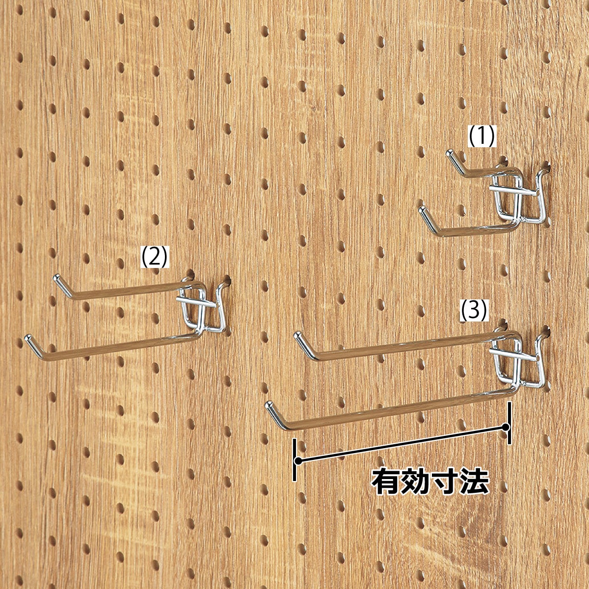 【10本】有孔パネル用2段フック(直径4mm)〔ストエキオリジナル〕 長さ5cm