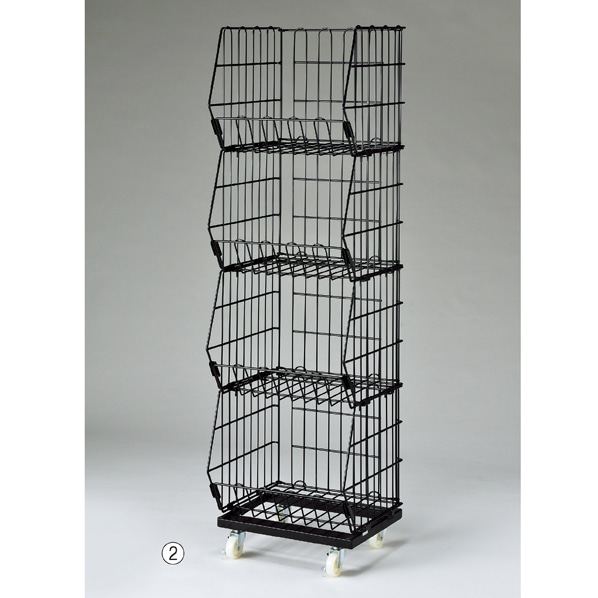 ジャンブルバスケット(直径6cmキャスター付き) 幅42.8cm ブラック〔ストエキオリジナル〕 3段