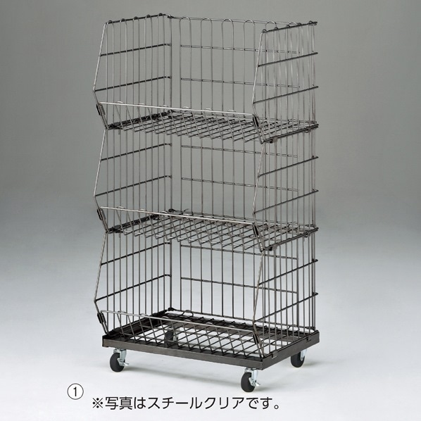 ジャンブルバスケット(直径6cmキャスター付き) 幅58.8cm ブラック〔ストエキオリジナル〕 3段