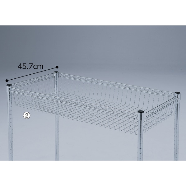 ワイヤーラック スチールカゴ棚 奥行45cmタイプ〔ストエキオリジナル〕 幅90.7cm