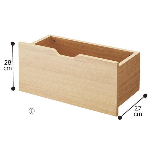 木製浅型収納トロッコ 幅60cm用 奥行27cm〔ストエキオリジナル〕 エクリュ