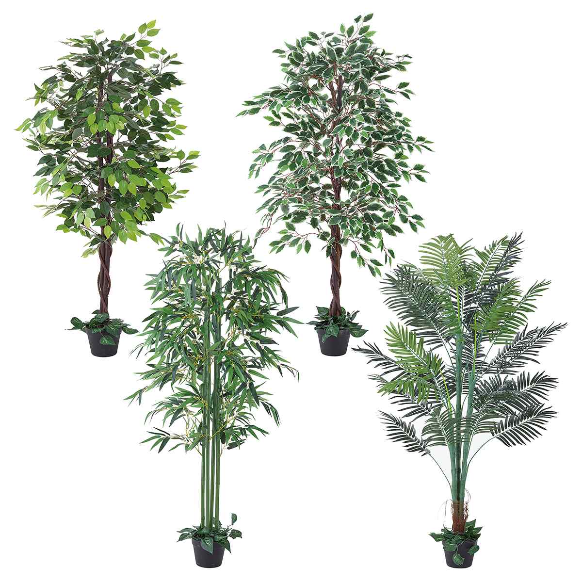 フェイクグリーン人工樹木 高さ150cm〔ストエキオリジナル〕 ベンジャミングリーン/ホワイト