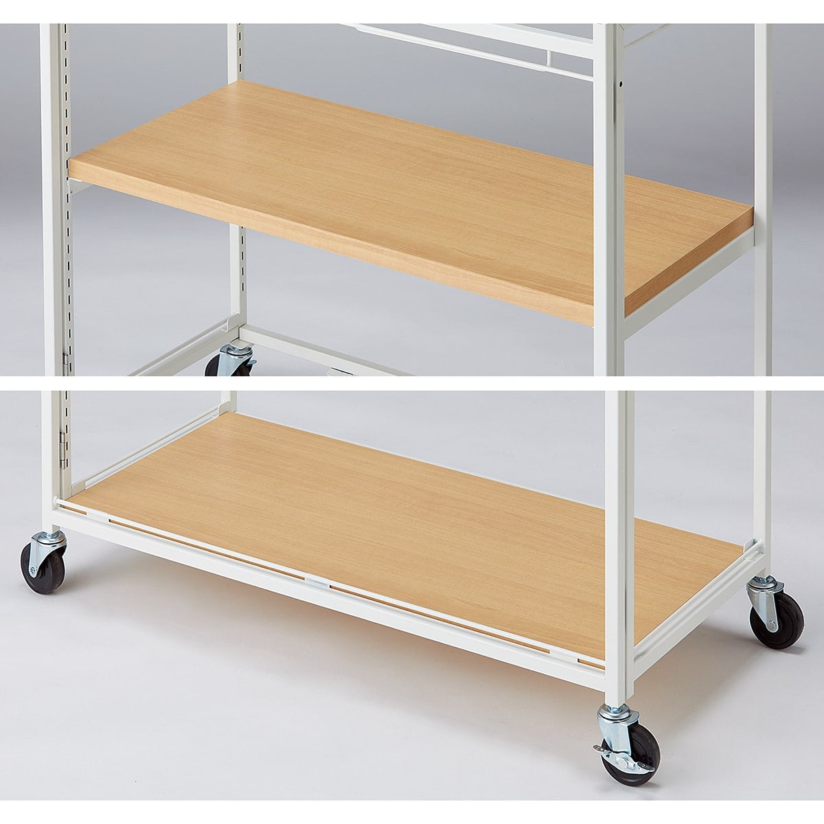 ハコマルシェホワイト ワゴン用追加棚 幅90cmタイプ 木棚エクリュ〔ストエキオリジナル〕 中間棚セット奥行40cm