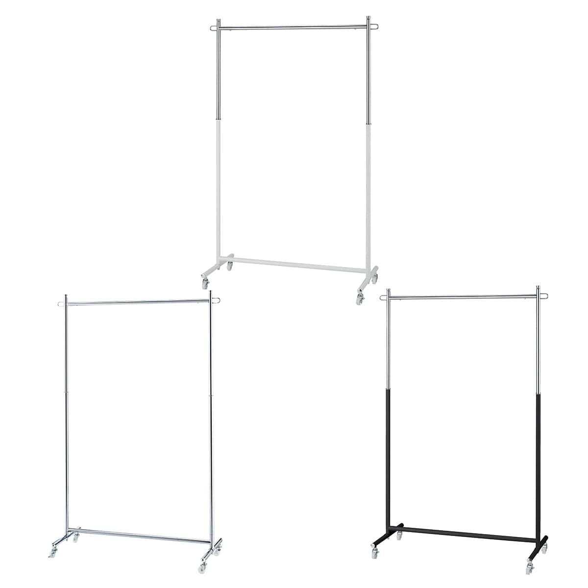 プッシュ式ハンガーラック〔ストエキオリジナル〕 白