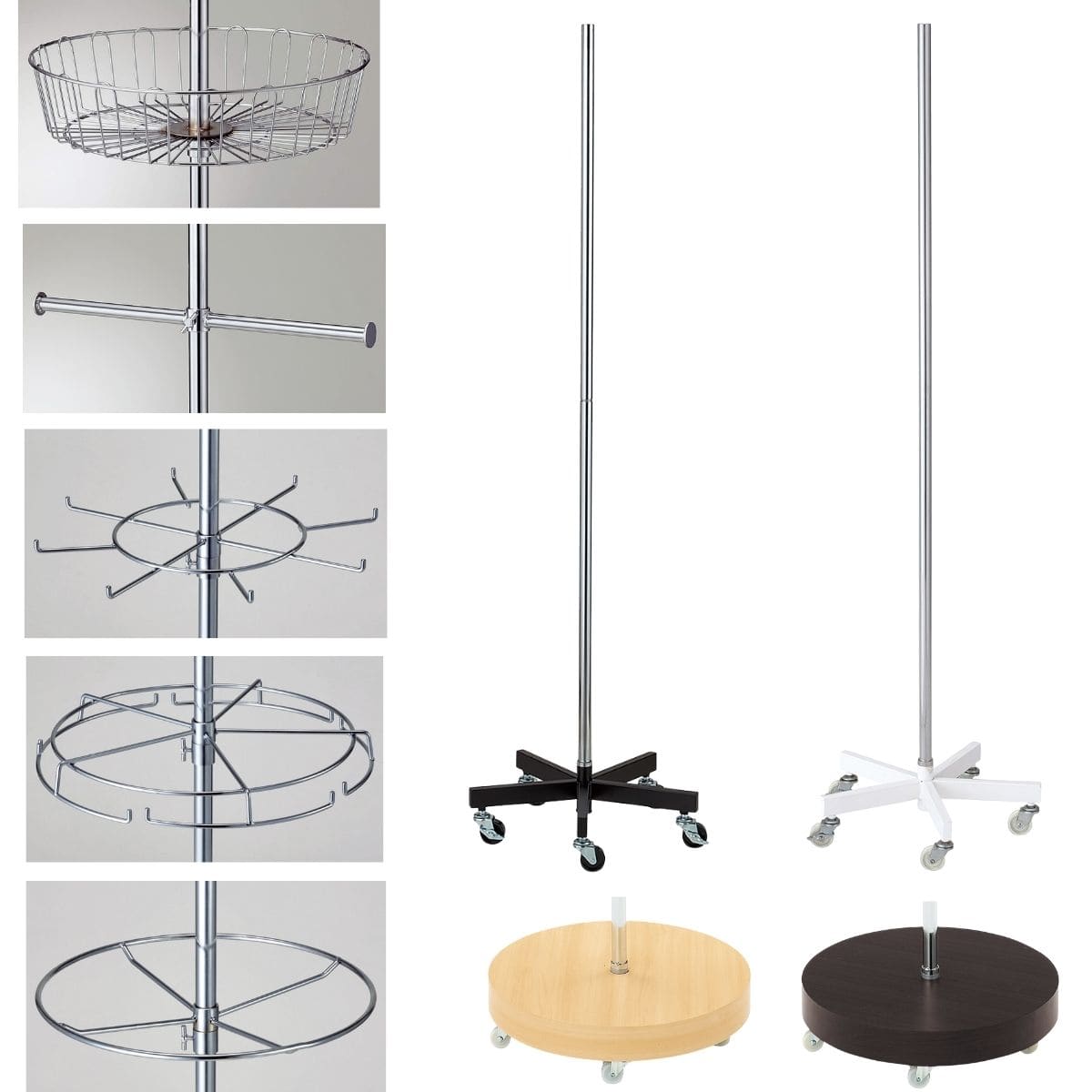 システム回転ハンガー スタンド〔ストエキオリジナル〕 スタンドポール黒 高さ135cm