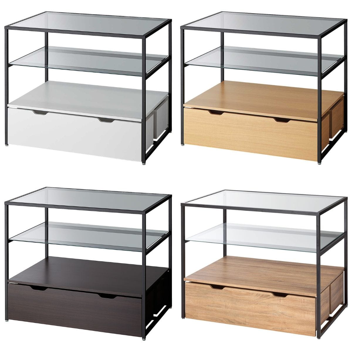 3段テーブル トロッコ付き ブラック脚〔ストエキオリジナル〕 ホワイト