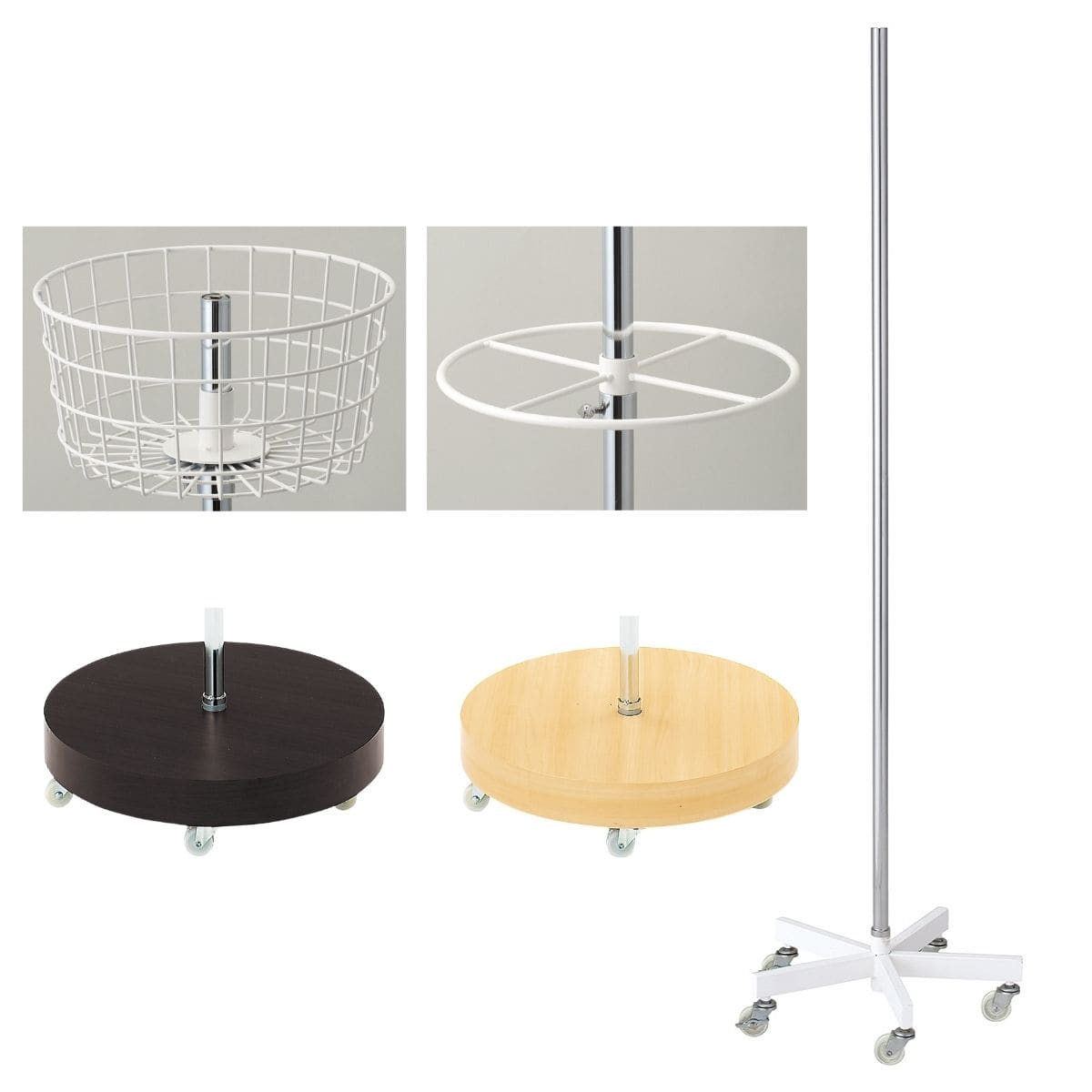 システム回転ハンガー 白〔ストエキオリジナル〕 スタンドポール白 高さ165cm