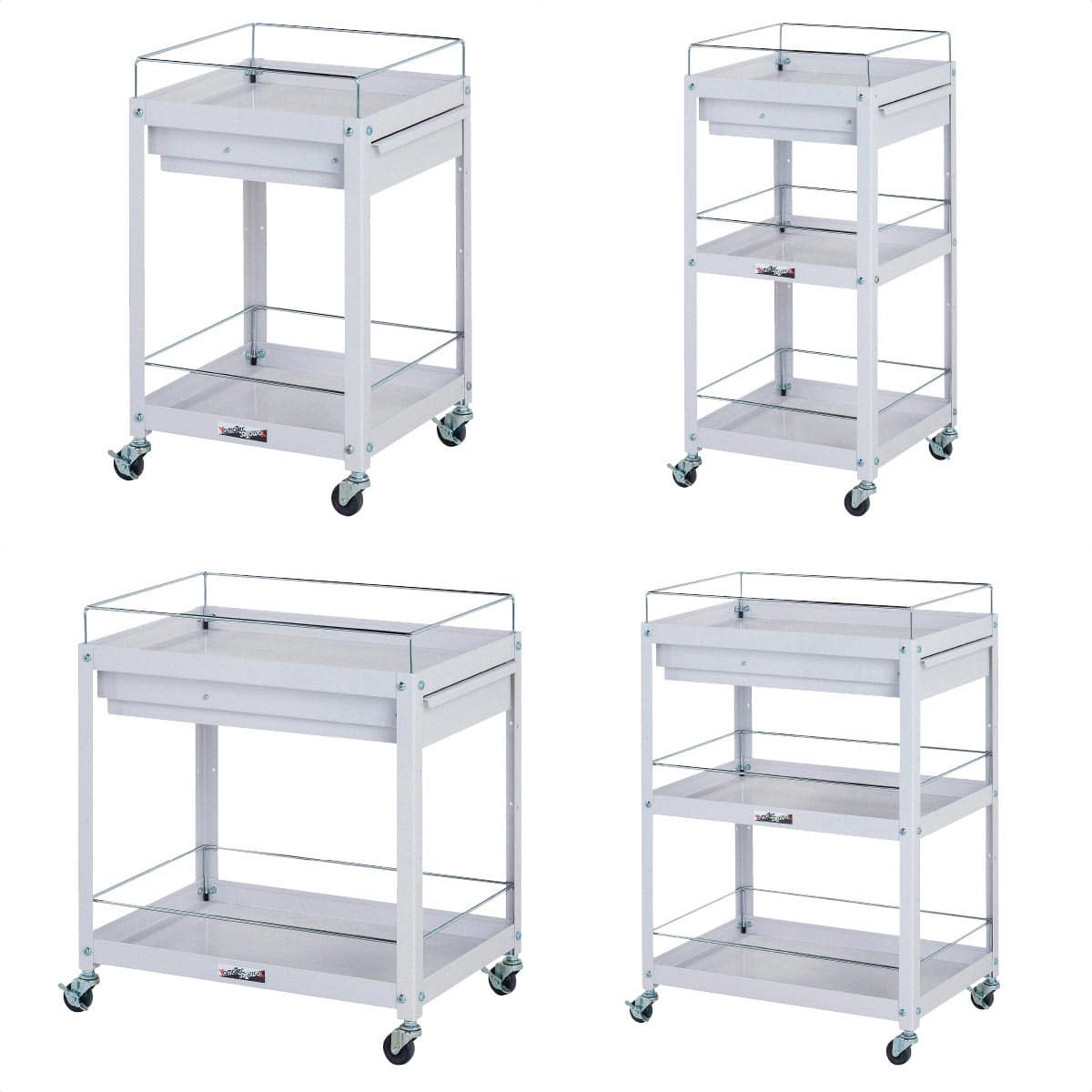 コンビニワゴン コボレ止め・キャビネット付き 幅40×奥行40cm 2段