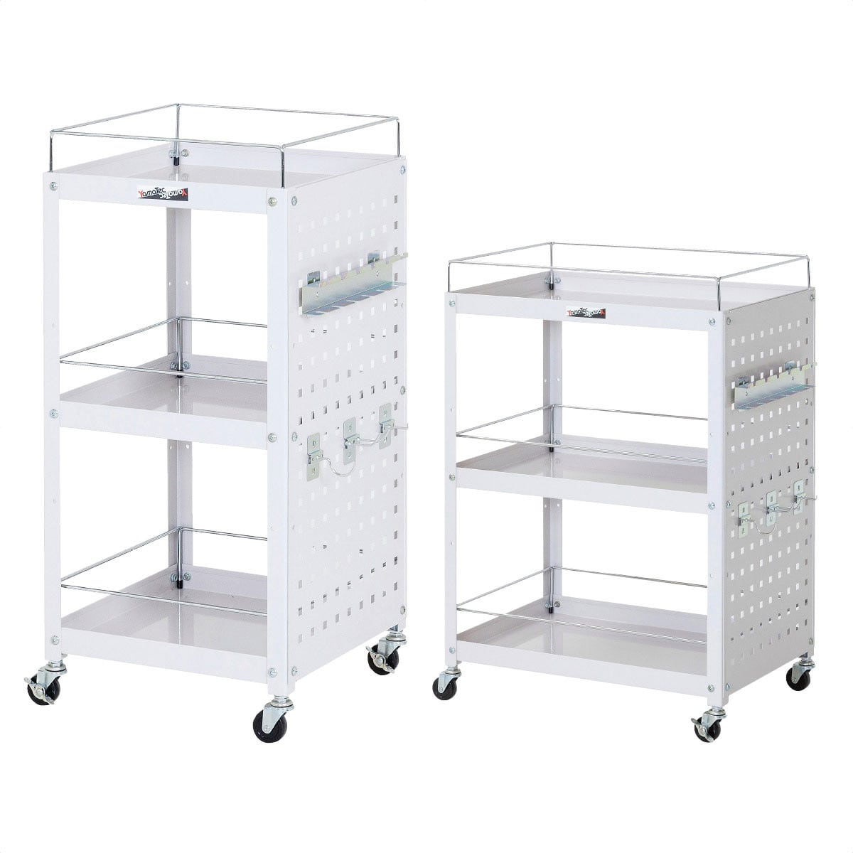 コンビニワゴン パンチングパネル・コボレ止め付き 幅40×奥行40cm 3段