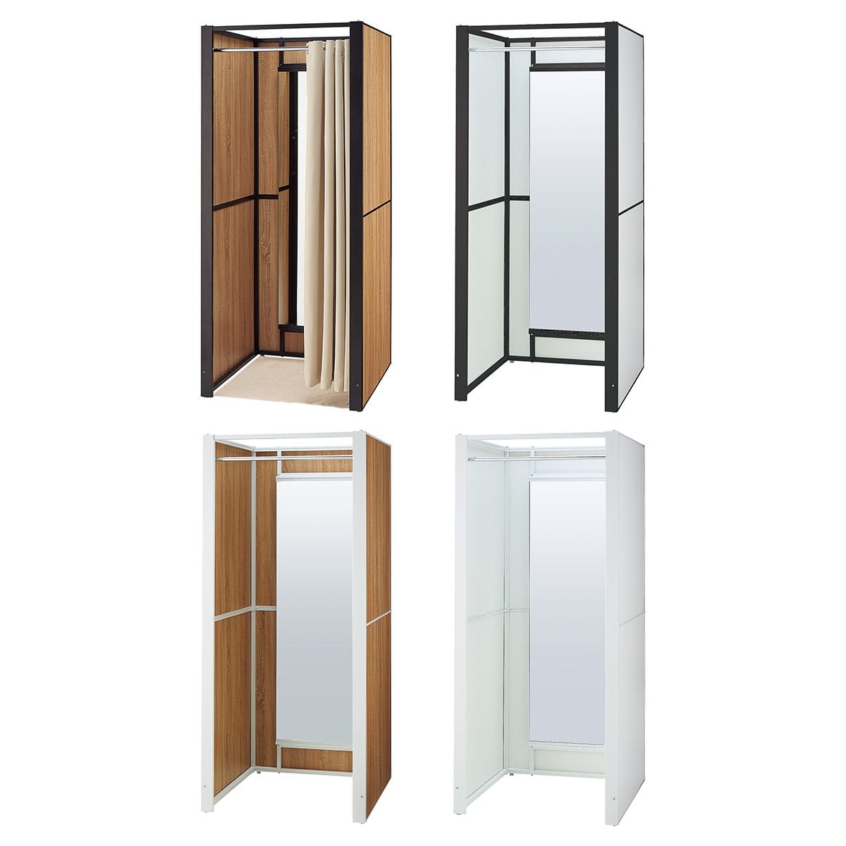 【本体】スクエアスチールパイプフィッティングルーム パネルタイプ[ストエキオリジナル] フレーム：ブラック ラスティック柄