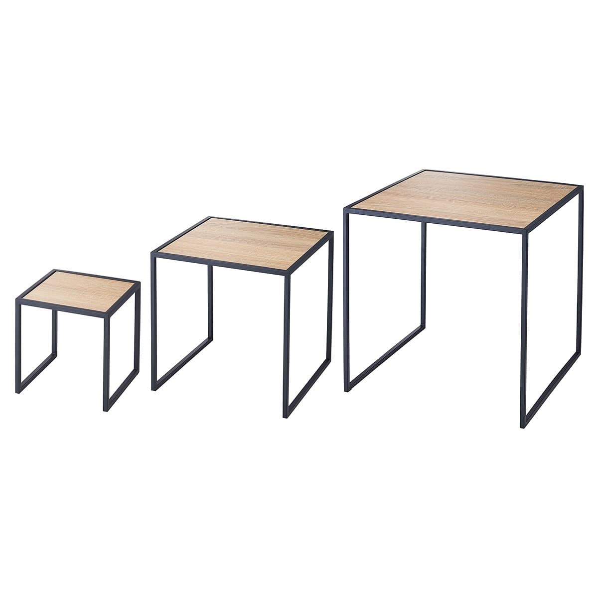 スチール脚コの字ラック ラスティック柄×黒脚〔ストエキオリジナル〕 20cm角