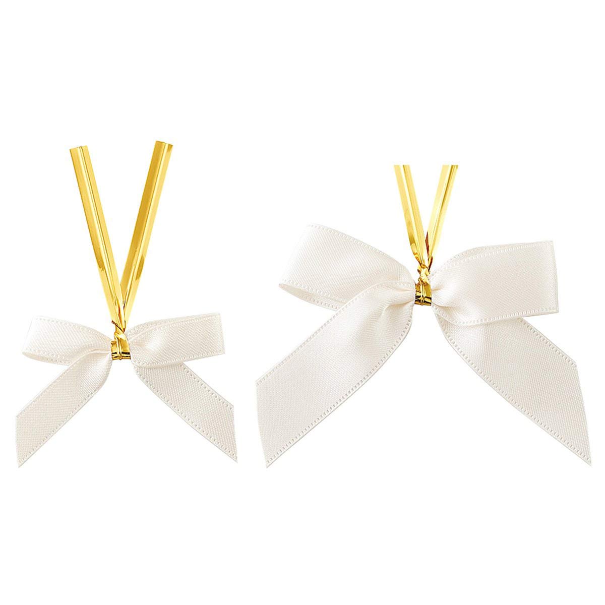 リボンタイ 両面サテン ホワイト〔ストエキオリジナル〕 小