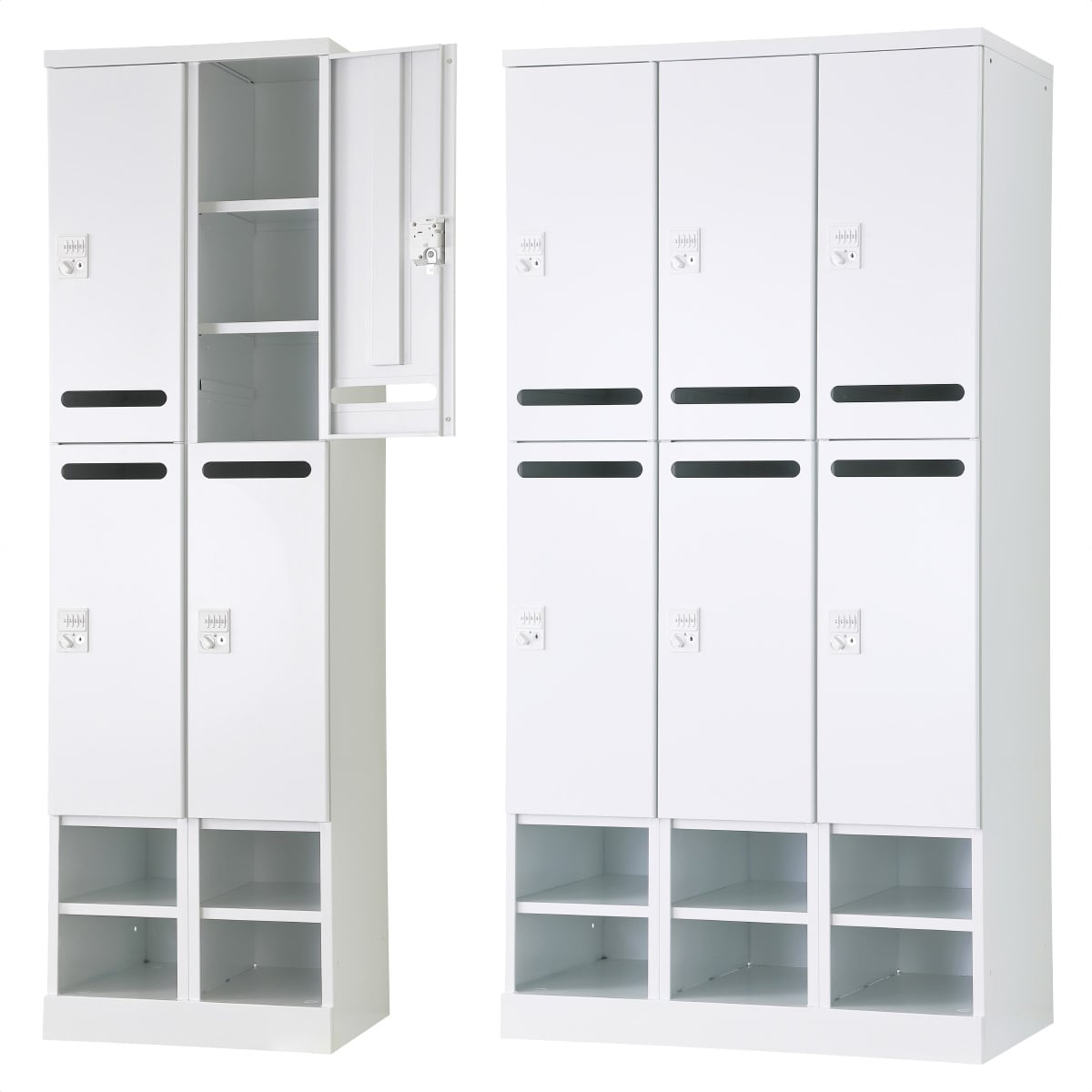 メール開口・下段オープンタイプ可動棚式 ダイヤル錠 ホワイト(RLKシリーズ) 2列4段4人用[幅52.5cm]