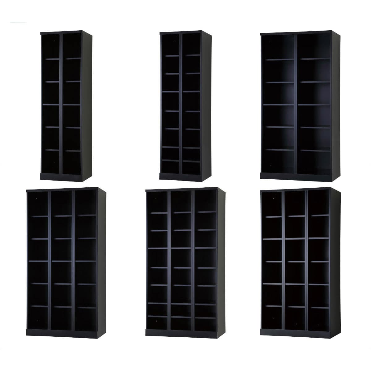 オープンタイプ可動棚式 マットブラック(RLKシリーズ) 2列2段4人用[幅52.5cm]