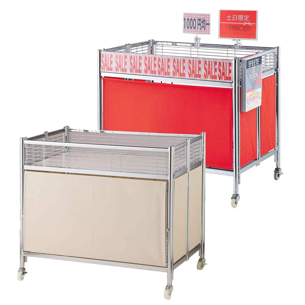 中折れワゴン クロームフレーム 幅90cm〔ストエキオリジナル〕 アイボリーテント