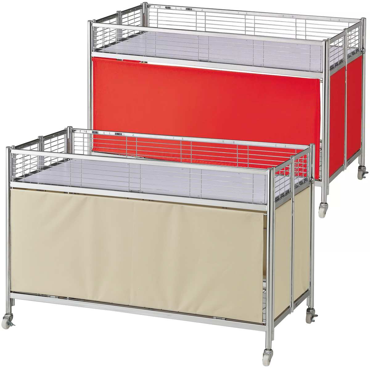 中折れワゴン クロームフレーム 幅120cm〔ストエキオリジナル〕 アイボリーテント