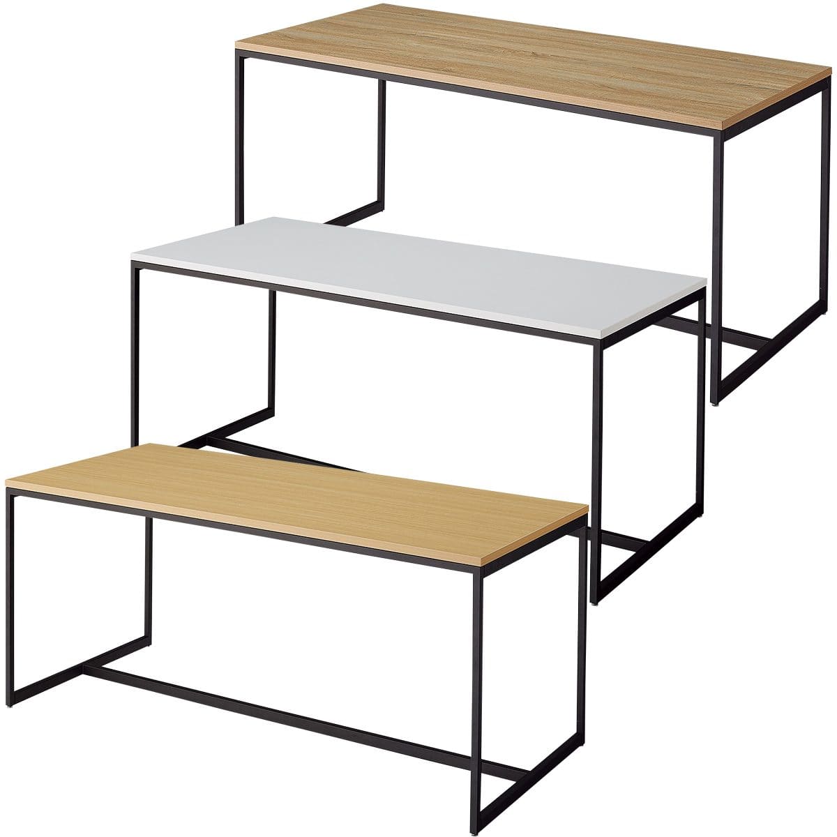 スチール脚大型テーブル 幅180cm ブラック脚〔ストエキオリジナル〕 エクリュ