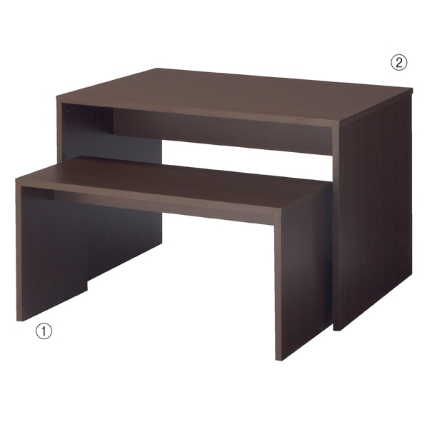 木製コの字型ネストテーブル ダークブラウン〔ストエキオリジナル〕 幅108×奥行45×高さ55cm