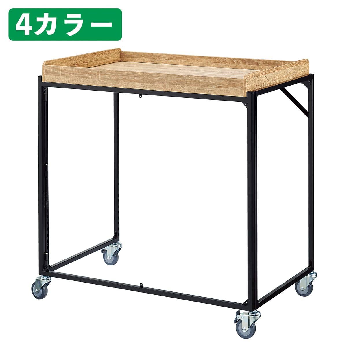 幅90×奥行60cm ブラック 通常キャスター 新型ハコマルシェワゴン 本体 〔ストエキオリジナル〕 ステンレス天板