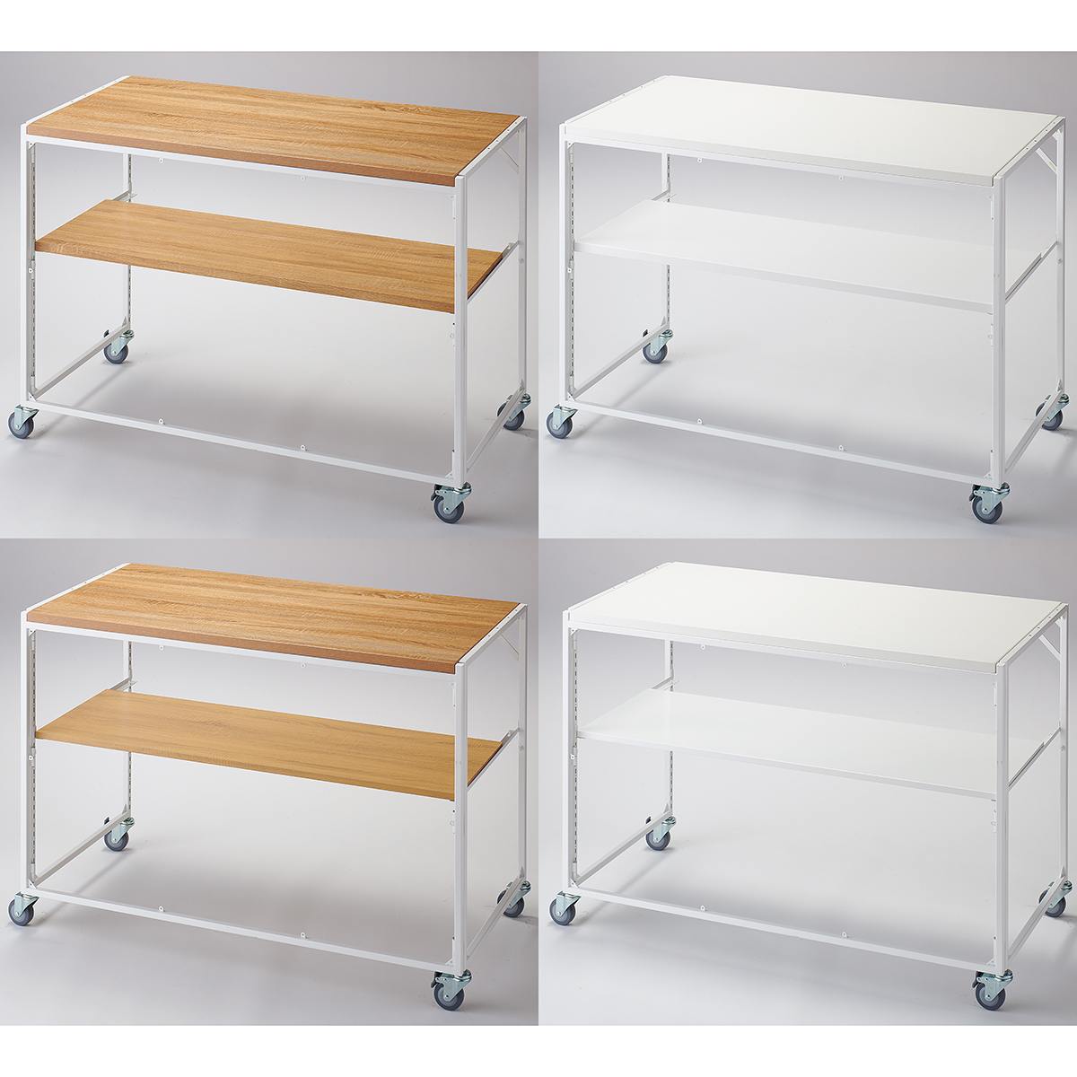 幅120×奥行40cm中間棚セット ホワイト用 新型ハコマルシェワゴン 〔ストエキオリジナル〕 木棚ラスティック柄