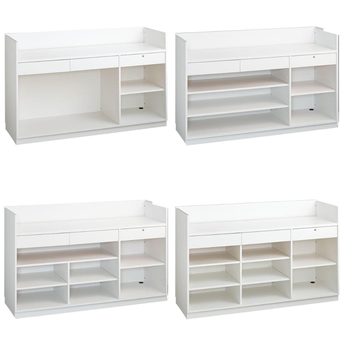 レジカウンター 三方枠タイプ 幅180cm ホワイト〔ストエキオリジナル〕 オープンタイプ