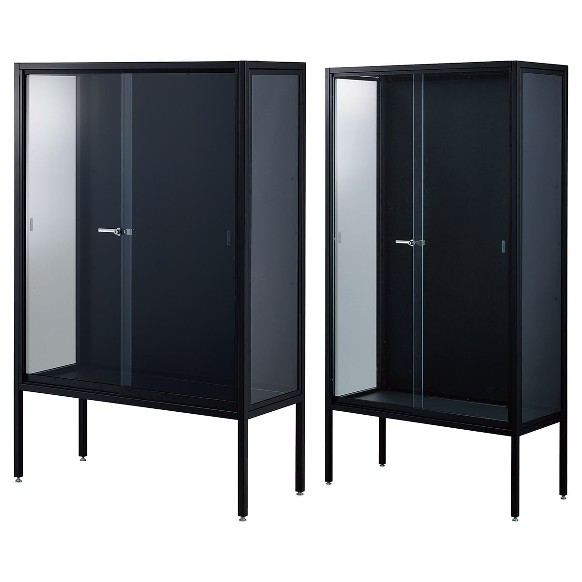 ラテラルショーケース ブラック 本体 幅90cm パネル：ブラック〔ストエキオリジナル〕 H150cm